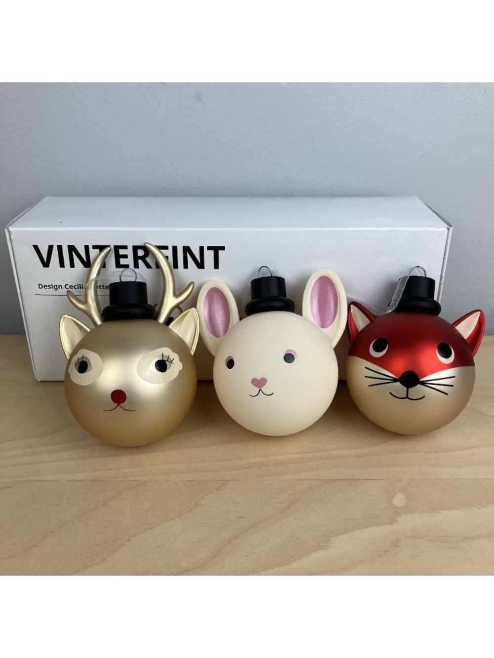 Ikea VINTERFINT 2024 Christmas Ornaments Animals Bunny Fox Reindeer - Used